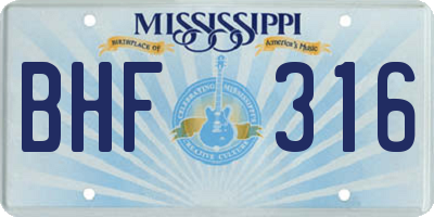 MS license plate BHF316