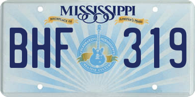 MS license plate BHF319