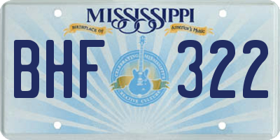 MS license plate BHF322