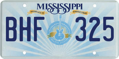 MS license plate BHF325