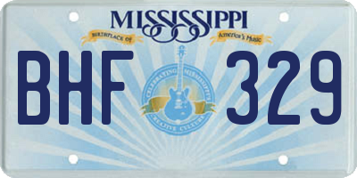 MS license plate BHF329