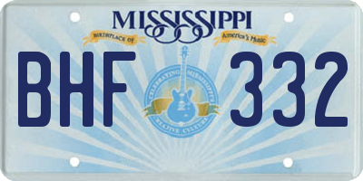 MS license plate BHF332