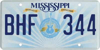 MS license plate BHF344