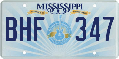 MS license plate BHF347