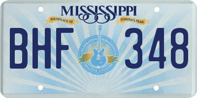 MS license plate BHF348