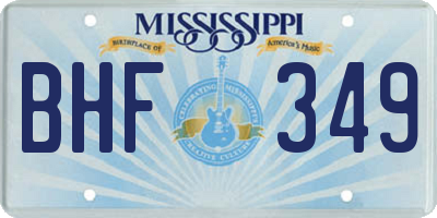 MS license plate BHF349