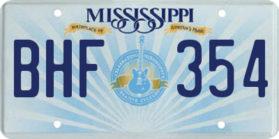 MS license plate BHF354
