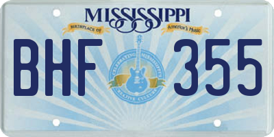 MS license plate BHF355