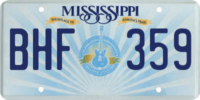 MS license plate BHF359