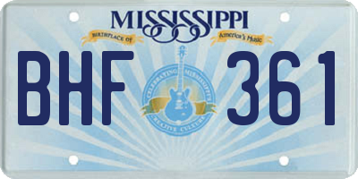 MS license plate BHF361