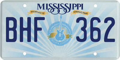 MS license plate BHF362