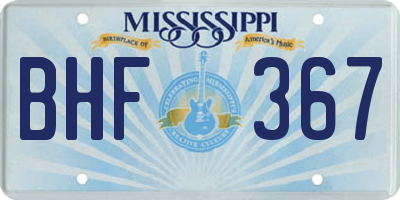 MS license plate BHF367