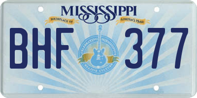 MS license plate BHF377