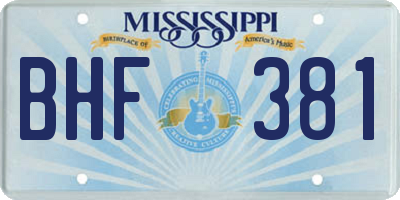 MS license plate BHF381