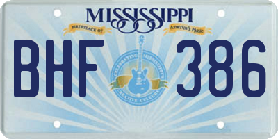 MS license plate BHF386