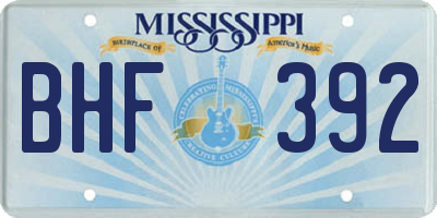 MS license plate BHF392