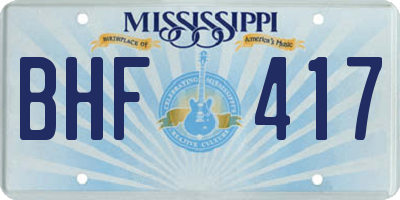 MS license plate BHF417