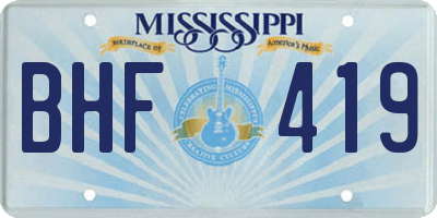 MS license plate BHF419