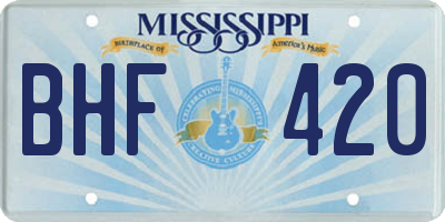 MS license plate BHF420