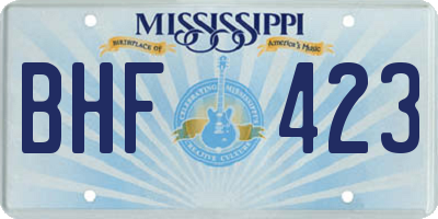 MS license plate BHF423