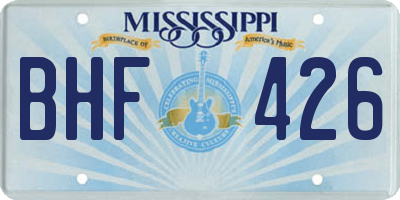 MS license plate BHF426