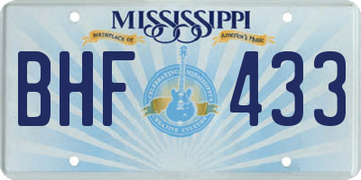 MS license plate BHF433