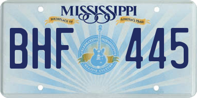 MS license plate BHF445