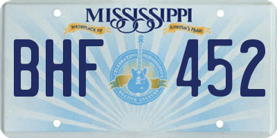 MS license plate BHF452