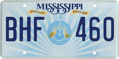 MS license plate BHF460
