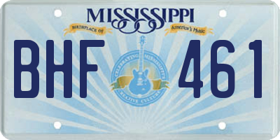 MS license plate BHF461