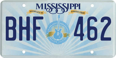 MS license plate BHF462