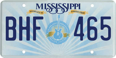 MS license plate BHF465