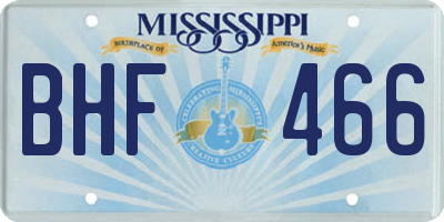 MS license plate BHF466
