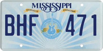 MS license plate BHF471