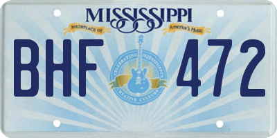 MS license plate BHF472