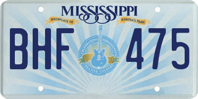 MS license plate BHF475