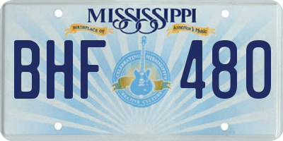 MS license plate BHF480