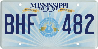 MS license plate BHF482