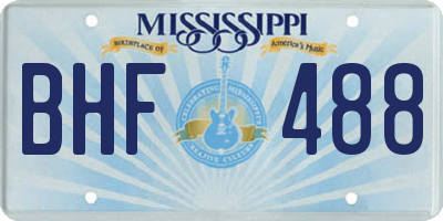 MS license plate BHF488