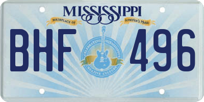 MS license plate BHF496