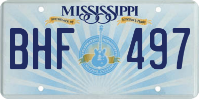 MS license plate BHF497