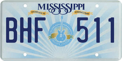 MS license plate BHF511