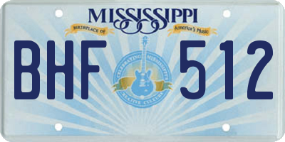 MS license plate BHF512