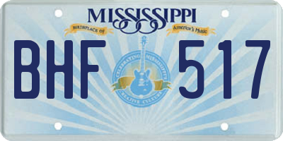 MS license plate BHF517
