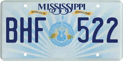 MS license plate BHF522