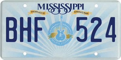 MS license plate BHF524