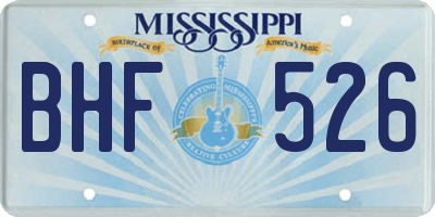 MS license plate BHF526