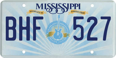 MS license plate BHF527