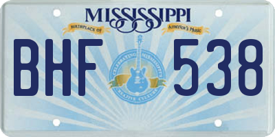 MS license plate BHF538