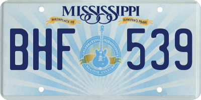MS license plate BHF539